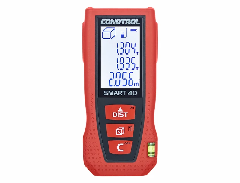CONDTROL - SMART40 Range Finder - Range 0.05 to 40 Meters - Precise Measurement - Red Laser - IP54 Protection - LCD Screen - 2 Year Warranty - Delivered with Accessories