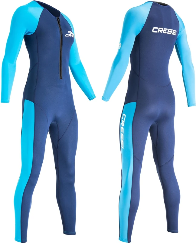CRESSI Wahoo Lady Monopiece Wetsuit Blue/Azure 2mm S/2 - Women's One-piece Wetsuit in Premium Neoprene 1.5/2mm and Elastane Perfect for Various Water Activities, Blue/Azure, S/2