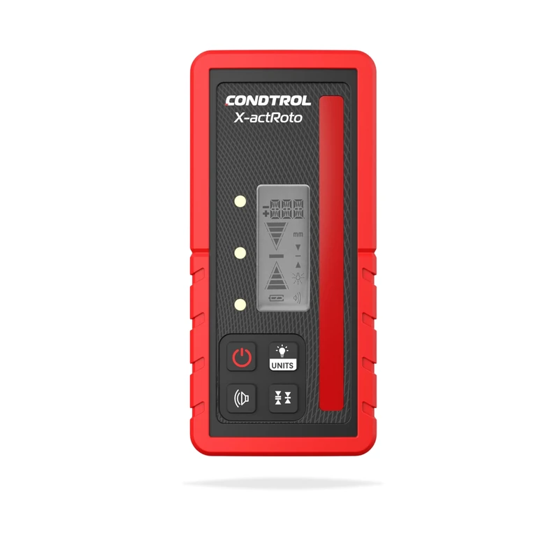 CONDTROL - X-ACT ROTO Red Rotating Laser Receiving Cell - Double-Sided LCD Screen - High Accuracy - Measures mm & Inches - Delivered with Accessories