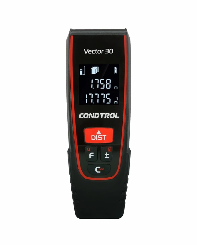 CONDTROL - Vector 30 Rangefinder - Range 0.05 to 30 Meters - Continuous Accurate Measurement, Units m, ft, inch - Red Laser - 2-Year Warranty - Supplied with Accessories