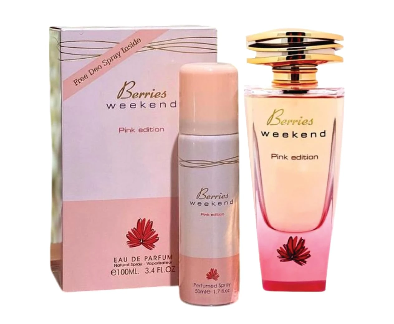 Sapphire’s choice - Berries Weekend Pink Edition | Berries Weekend + Deodorant Spray 50ml Eau De Parfum for Women 100ml | Iris, Peach and Floral Fragrance Perfume | Berries Weekend Perfume for Women