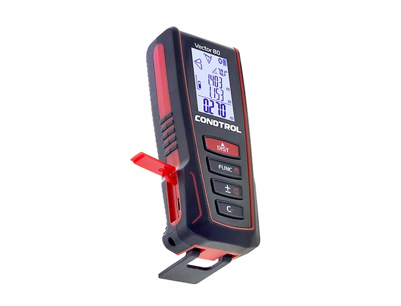 CONDTROL - Vector 80 Rangefinder - Range 0.05 to 80 Meters - Continuous Precise Measurement - Red Laser - Bluetooth - 2+1 Year Warranty - Delivered with Accessories