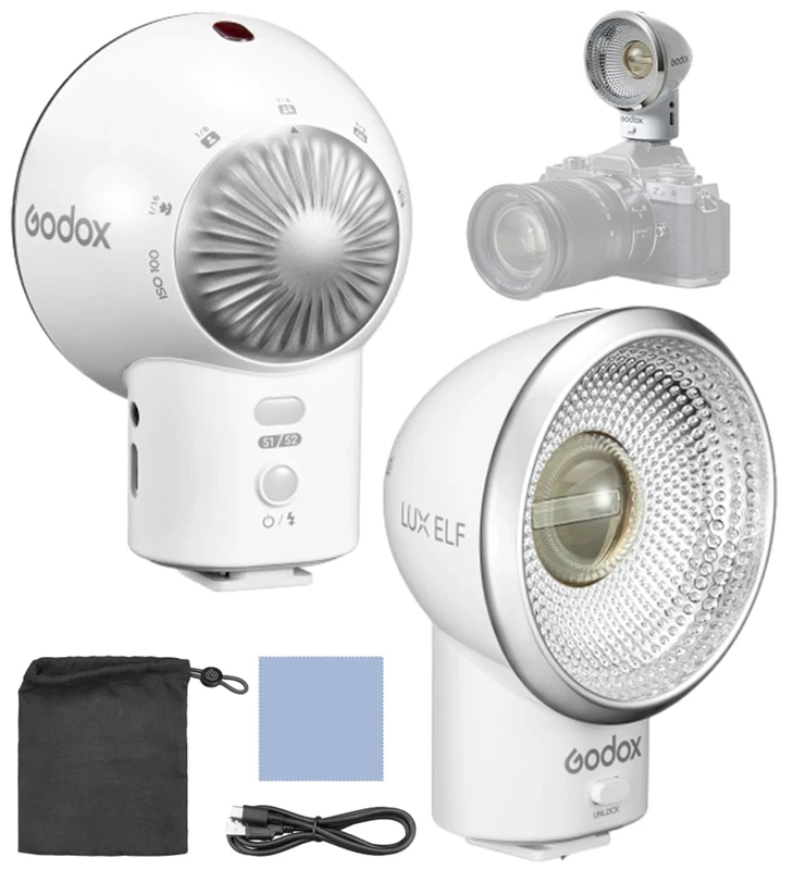 Godox LUX ELF Retro Camera Flash Portable On-Camera Flash 6000K±200K Built-in Battery with Type-C Charging Cable Compatible with Canon Sony Nikon