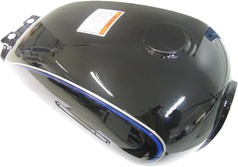 Motorcycle petrol fuel tank, compatible with/replacement for Suzuki GN125, in black