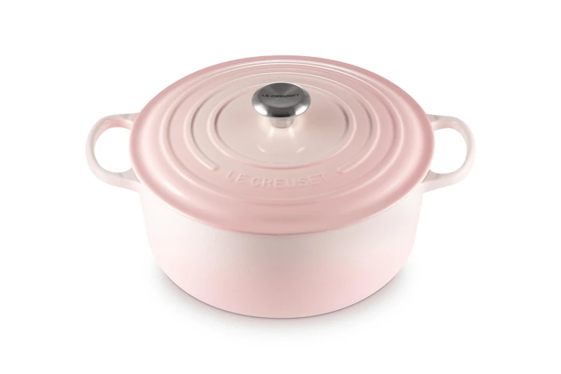 Le Creuset Signature 211772877774430 Cast Iron Casserole Dish with Lid, Diameter 28 cm, Round, Suitable for All Hobs and Induction, Volume: 6.7 L, 6.125 kg, Shell Pink - Image 1