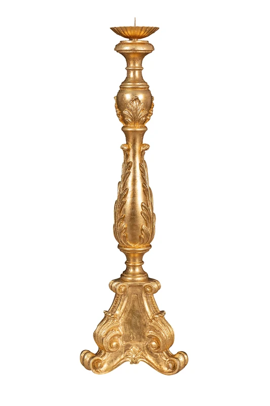 Biscottini Wooden Candlestick L31XPR31XH90 cm - Wooden Candle Holder - White Candelabra Made in Italy - Shabby Candelabra - Floor Candelabra