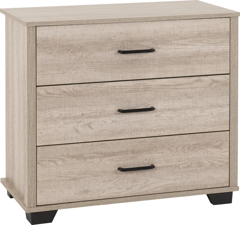 Seconique Oliver 3 Drawer Chest - Light Oak Effect