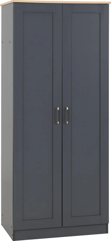 Seconique Portland 2 Door Wardrobe in Grey/Oak Effect