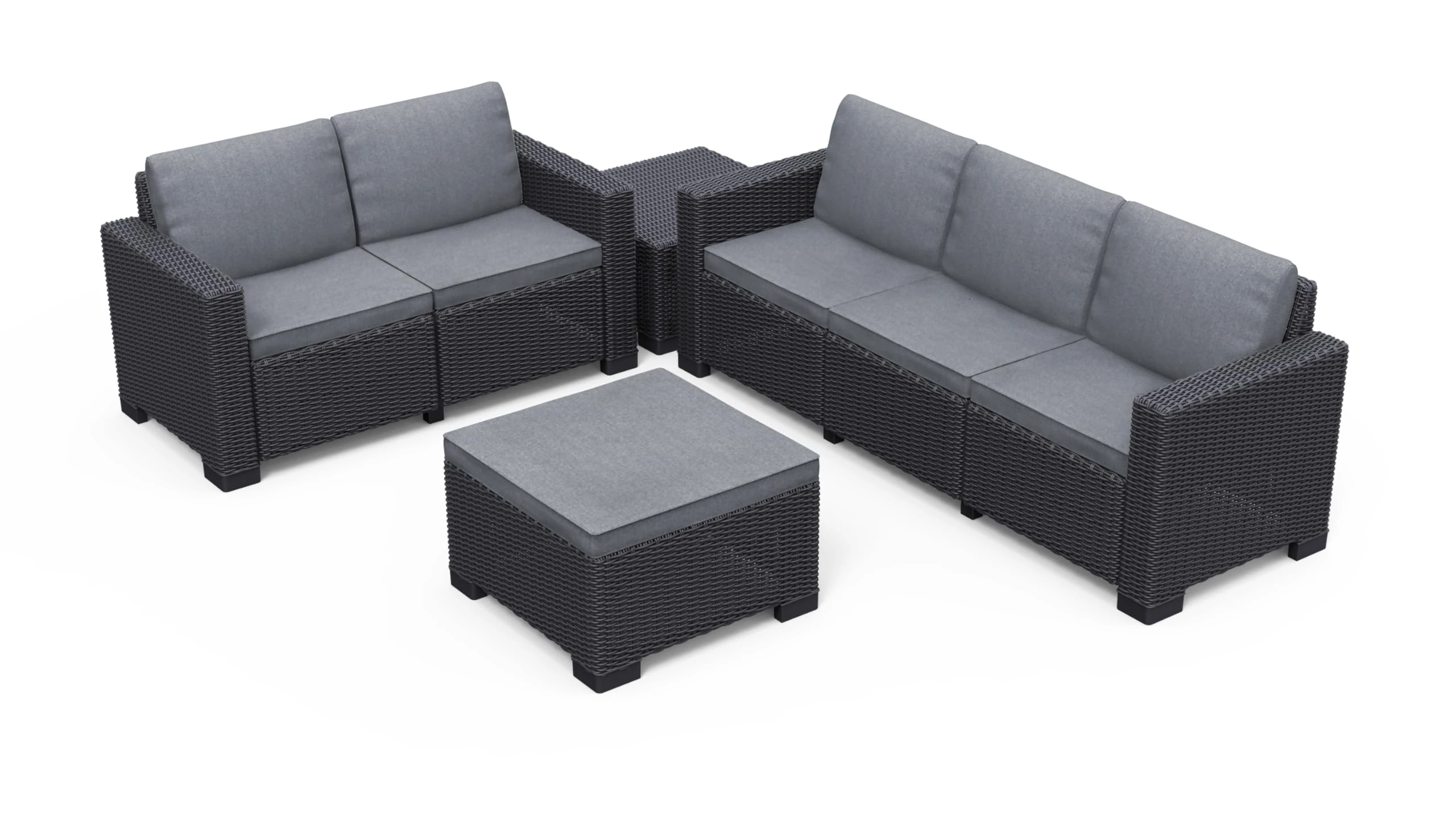 Keter California 5 seater 83% recycled Outdoor Garden Furniture Lounge Set - Graphite with Grey Cushions Fade Free | All Weather Resistant | Easy Clean | Zero Maintenance