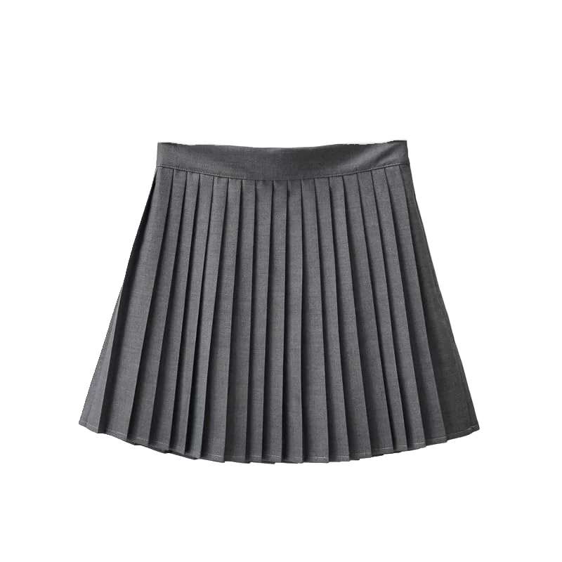Womens Short Skirts - Pleated Mini Skirts Womens Summer Elegant Korean Style High Waist Slim Simple Vintage Sexy Streetwear Office Work Party Clothing,Grey,L - Image 1