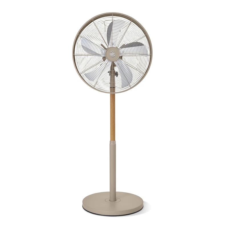 Swan Nordic 16 Inch Pedestal Fan with 5 Blades, 3 Speed Settings, Horizontal Oscillation, Adjustable Tilt and Height, Low Noise Output for Offices and Bedrooms, Oatmeal, SFA16910OAT