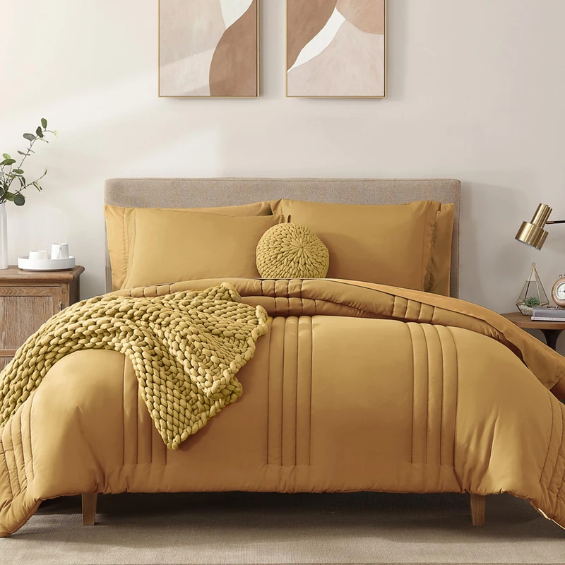 Monbix King Size Comforter Set-7 Pieces Soft Bed in a Bag King Bedding Sets