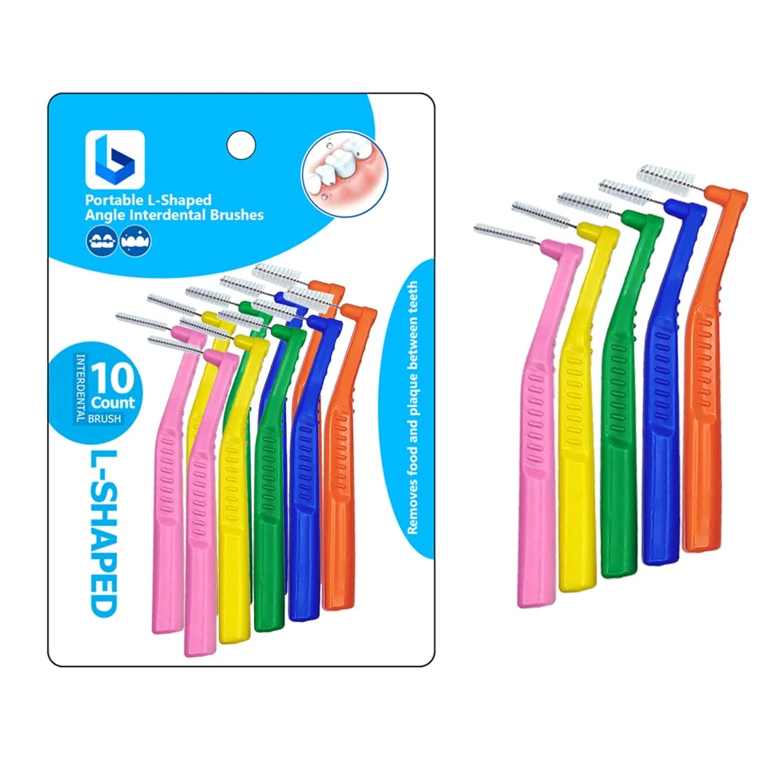 BOULTON Angle Interdental Brushes – Pack of 10 | L Shape Interdental Brush for Teeth Clean Oral Hygiene Tooth Floss | Dental Picks Interdental Toothpick Stick Toothbrushes Teeth Brushes (Mixed)