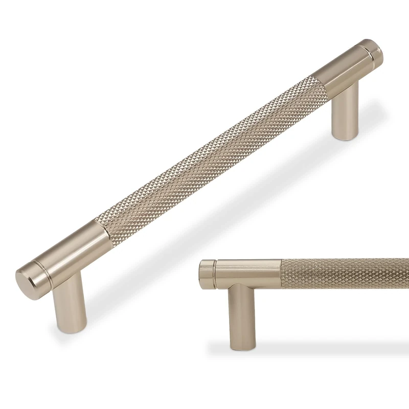 POVEFONK 10 Pack 5 inch(128mm) Champagne Bronze Kitchen Cabinet Handles Knurled Cabinet Pulls Gold Drawer Pulls Kitchen Hardware