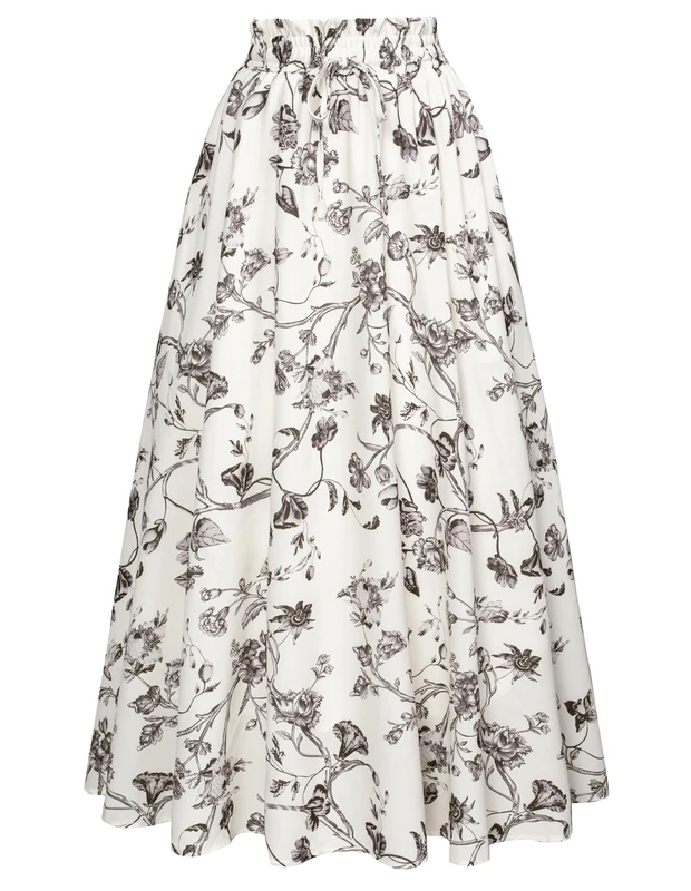 SCARLET DARKNESS Victorian Maxi Skirts for Women Summer Floral Long Skirt with Pockets, Twilight Blossom, S