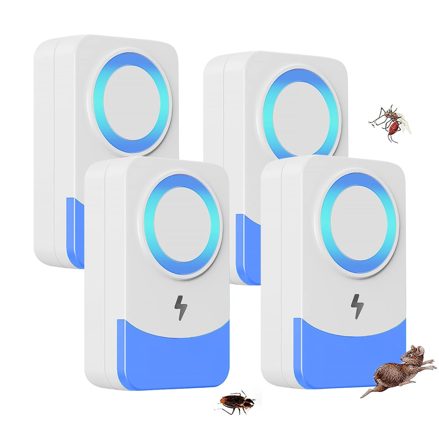 Ultrasonic Pest Repeller, 1/2/4 Packs Reusable Rat Repellent for Indoors, Powerful Mouse Repellent plug in Pest Control for Mosquito,Spider, Mouse, Mice, Cockroach, Moths, Ants (4Pcs)