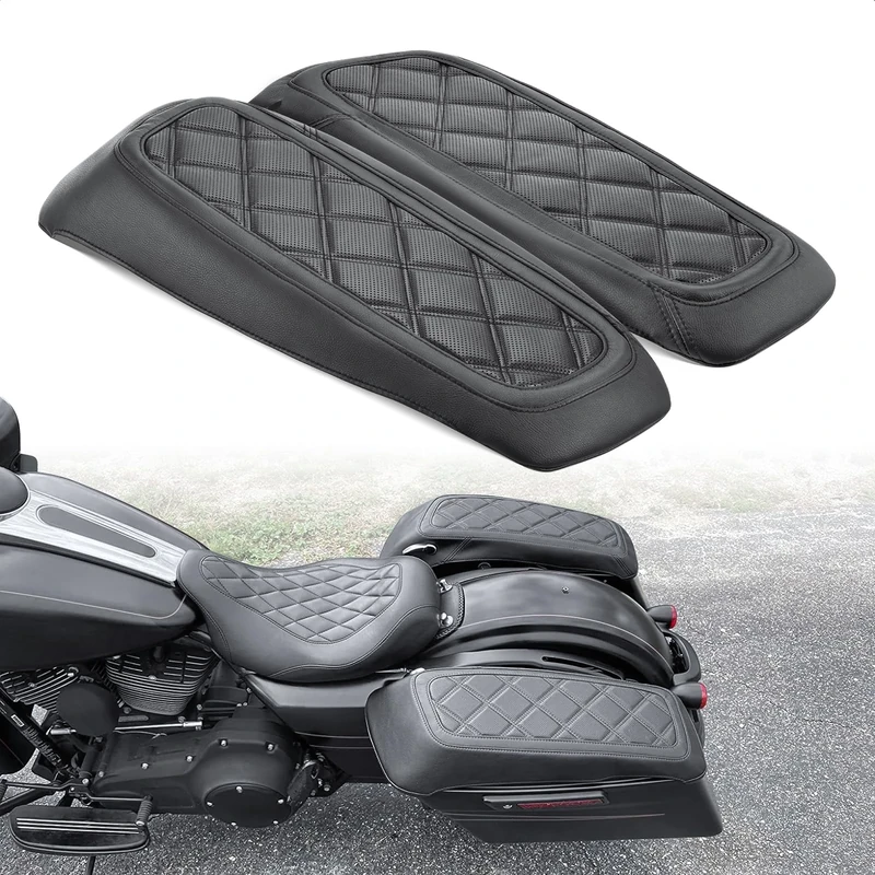 Saddlebag Lid Covers for Harley, Protective Saddle Bag Lid Bra Compatible with 2014-2023 Touring FL Models, for Road Glide Electra Glide Road King Street Glide and Tri Glide Models, Black Stitching