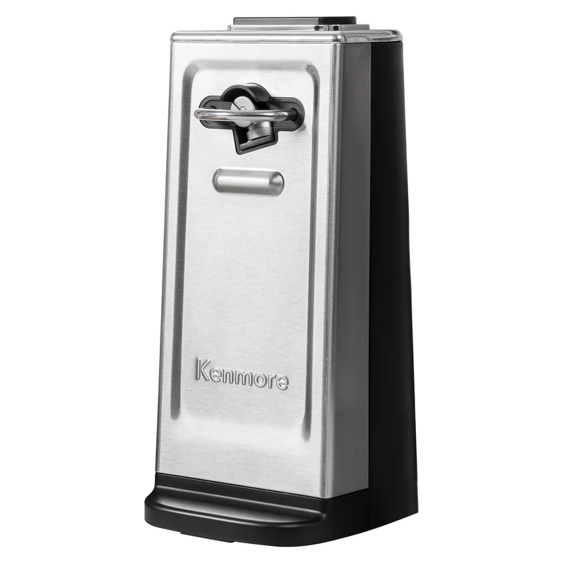 Kenmore Electric Can Opener Knife Sharpener Automatic Tin Openers Magnetic Lid Holder Bottle Cap Remover Smooth Touch Cutting Edge Sleek Compact Design for Arthritis Individuals Stainless Steel