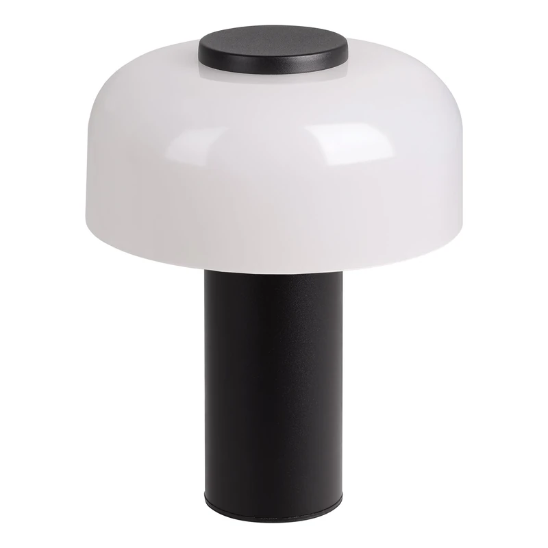 EGLO LED Outdoor Table lamp Ponente, Rechargeable Bedside lamp Touch dimmable, Cordless Outside Garden Light, USB, Black Metal and White Glass, Warm White, Neutral White, IP44