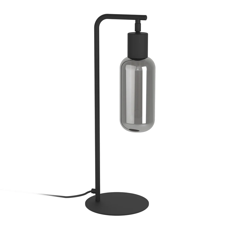 Eglo Table lamp Maione, Bedside Light with Smoked Glass Shade, Metal Fixture in Black and Grey Coated Glass, E27 Socket, 50.5 cm Tall