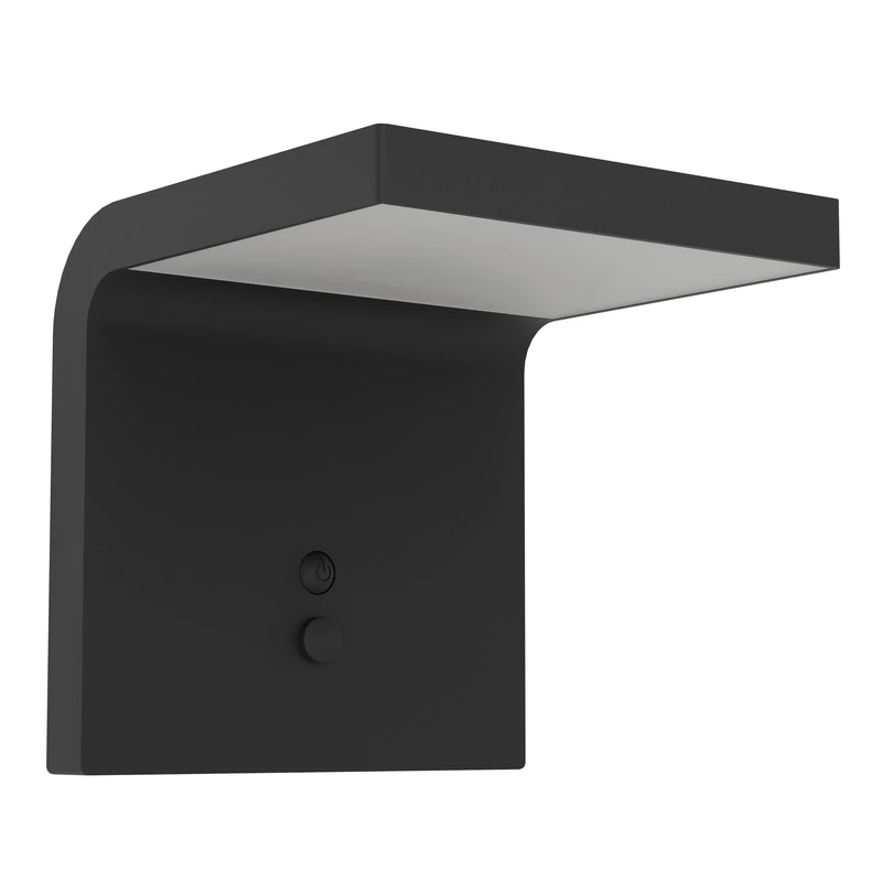 Eglo LED Outdoor wall lamp Spiante, Solar Light with Motion Detector, Outside Porch Lighting Made of Black Plastic, IP44
