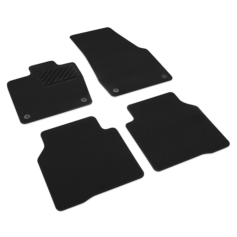 Volkswagen Car Mats, Velour Premium 450g/m², Black Satin, 4 Pieces, Front and Rear, Dedicated to VW ID.7 and ID.7 Tourer from 2023