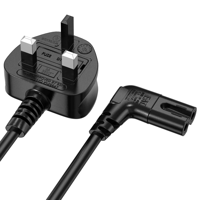 Power Cable Compatible with Samsumg TV 3M, Mellbree Quality Safe Right Angle Suitable for Awkward Space Figure 8 Power Cable Compatible with Samsung, LG, Panasonic TV Black