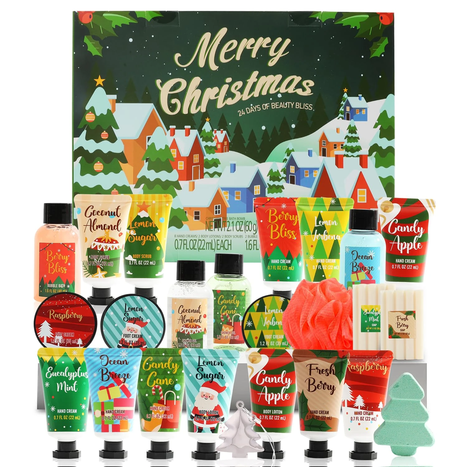2025 Advent Calendar Christmas Gifts For Women, 24pc Spa Sets For Her, Hand &Foot Cream, Bubble Bath,Shower Gel, Body Lotion, Soap, Christmas Tree Bath Bomb, Christmas Countdown Calendar Gift Set