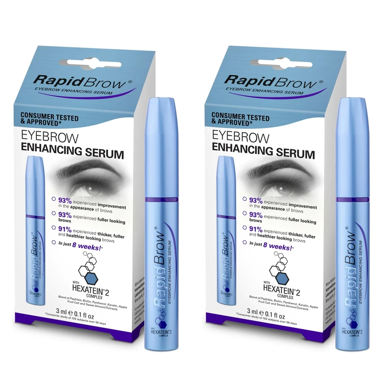 RapidBrow Duo Bundle Eyebrow Enhancing Serum, Hexatein 2 Complex, 3 ml (Pack of 2)