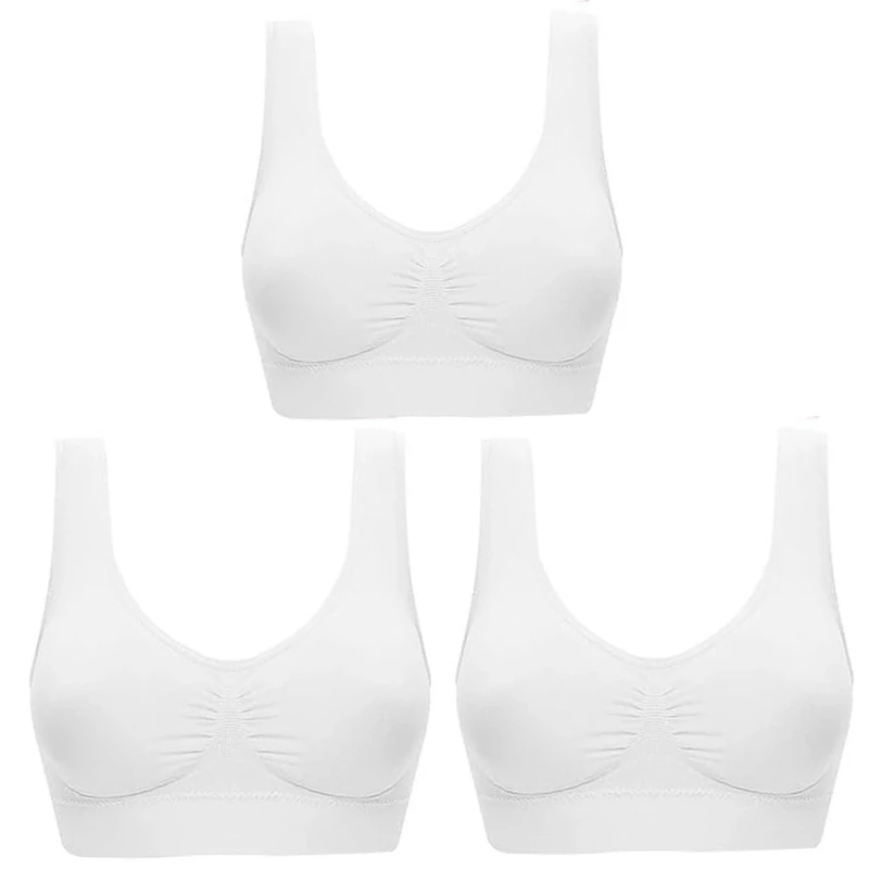 SZJH 3 Pack of Simply Ultra Comfort Seamless Sport Style Bra with Removable Pads