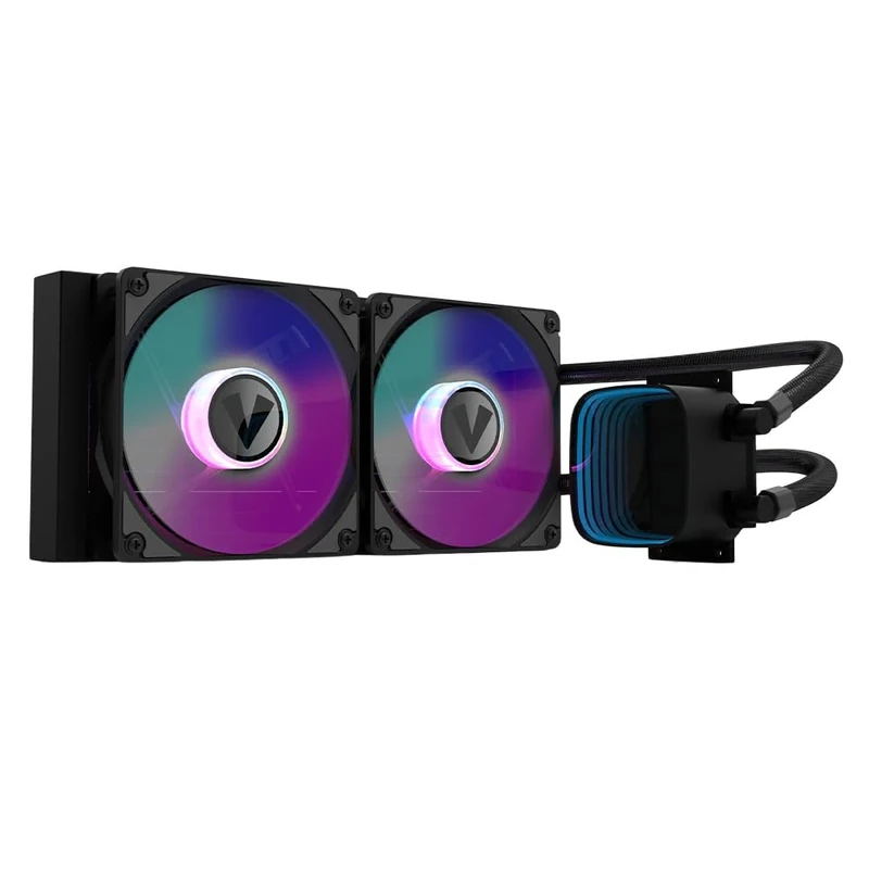 Vida Aquilo 240mm ARGB Liquid CPU Cooler, 2x ARGB PWM Fans, Infinity Mirror RGB Pump Head, Black - Image 1