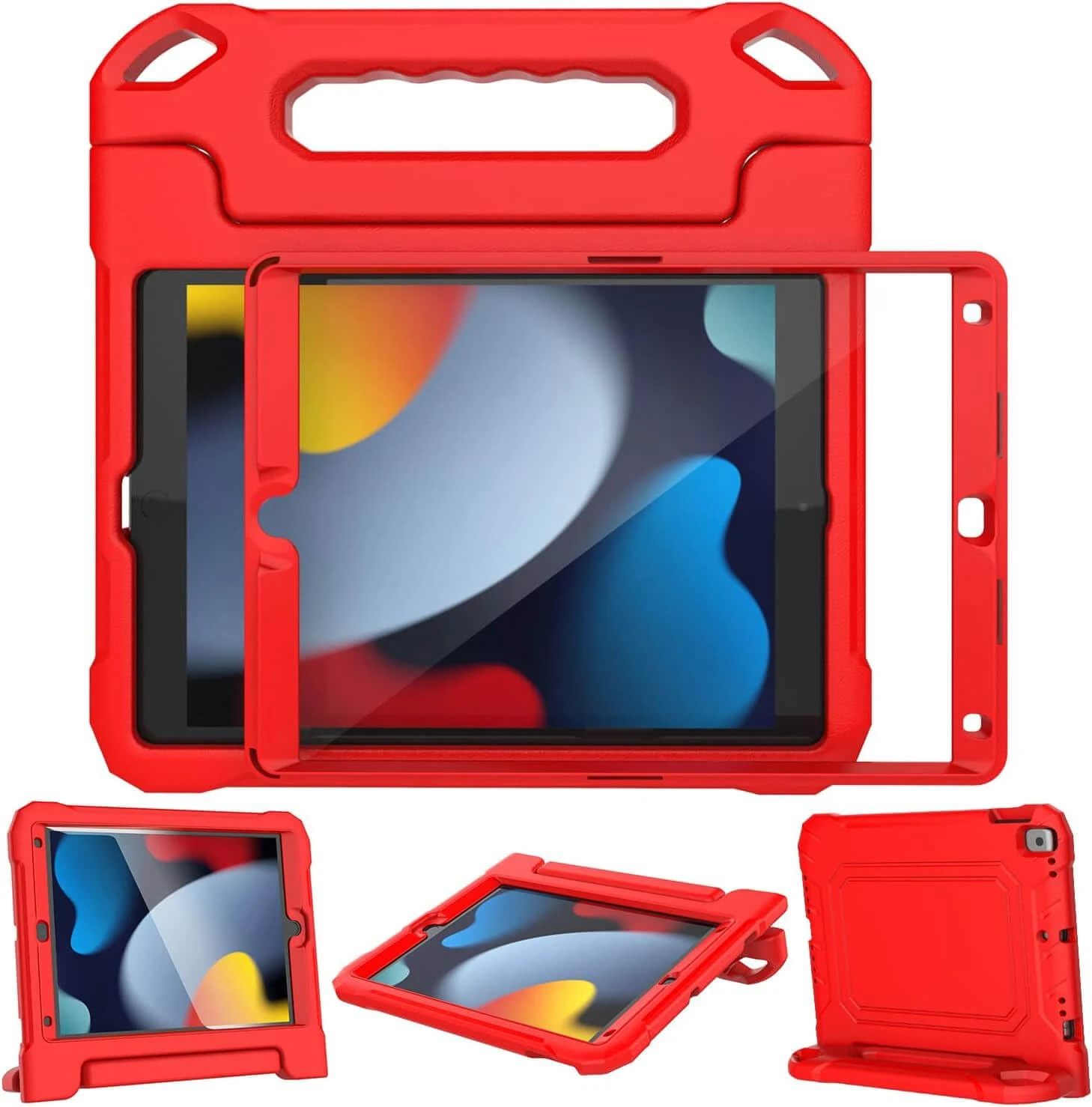 MOXOTEK Kids Case for iPad 9th/8th/7th Generation 10.2 Inch 2021/2020/2019, Case for iPad Air 3rd Gen/Pro 10.5 Inch, Durable Shockproof Cover with Screen Protector for iPad 10.2 & 10.5, Red
