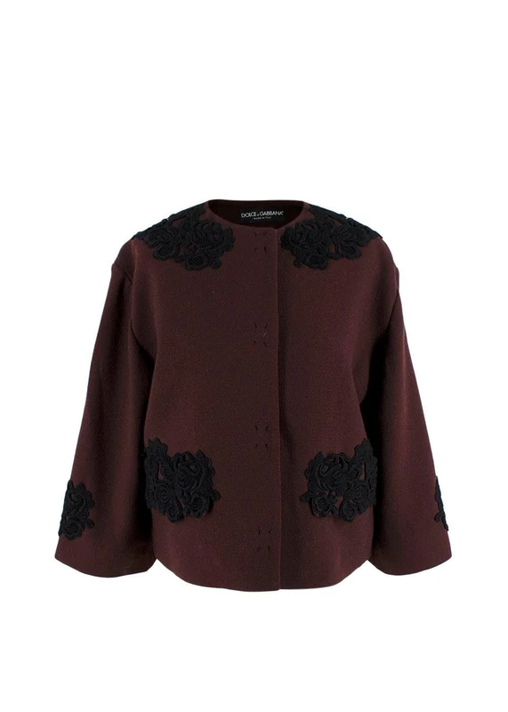 Dolce & Gabbana Pre-loved Chocolate Brown Jacket with Black Embroidery