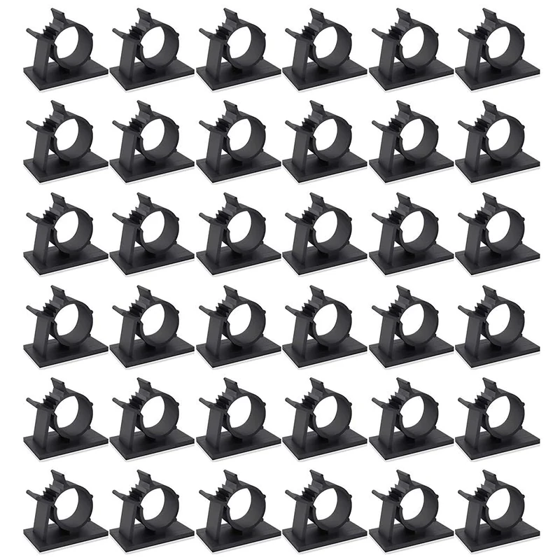 Viaky 40 PCS Cable Clips, Self-Adhesive Wire Organisers, Self-Adhesiv Adjustable Sticky Cable Tidy Clips Wire Management Holder for Car, Homes, Under Desk, Offices, Black