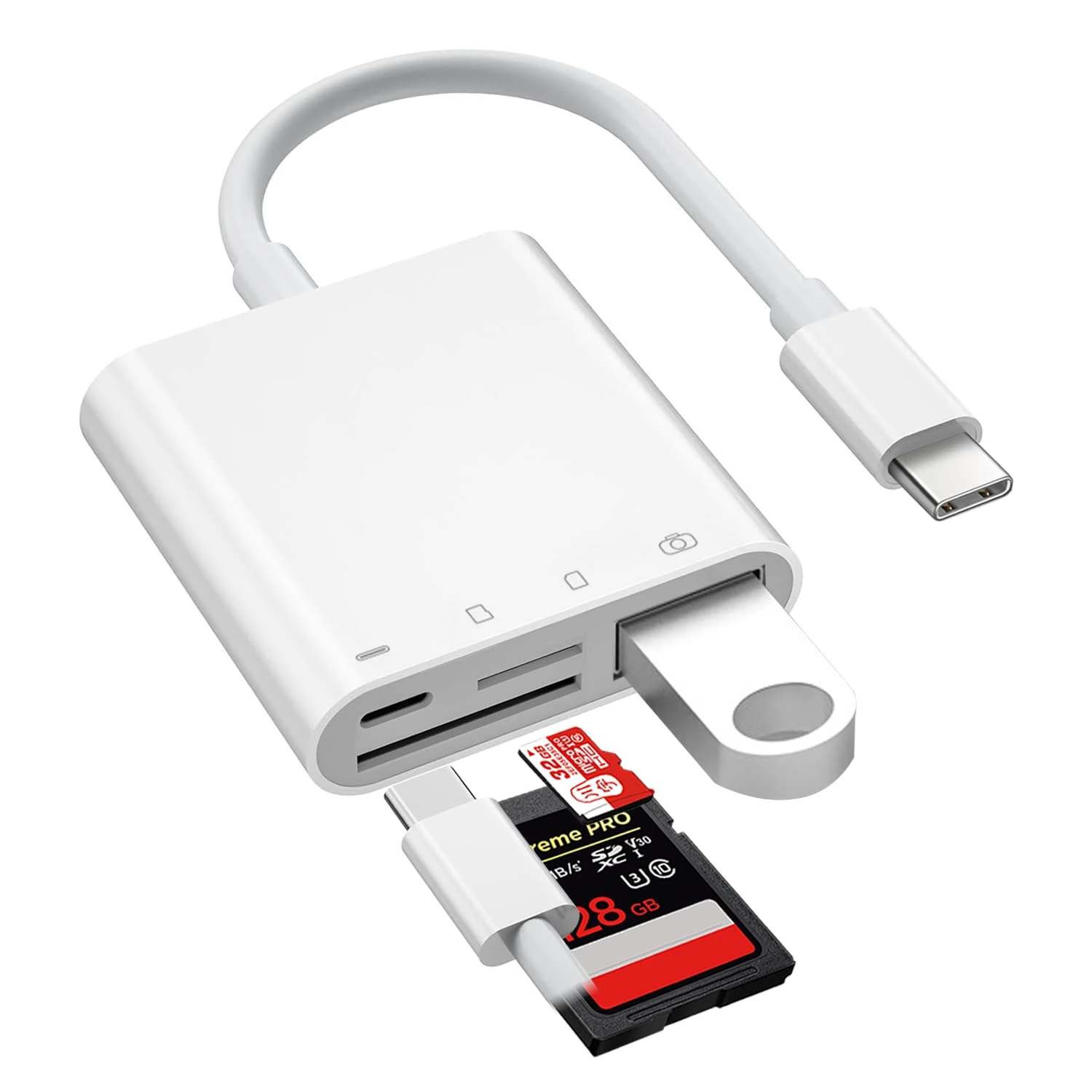 SD Card Reader USB C, Micro SD Card Reader for iPhone, 4-IN-1 Type-C Memory Card Reader SD/TF Card Adapter for iPhone 16/16 Pro/16 Plus/16 Pro Max, iPhone 15/15 Pro, iPad Pro, MacBook Pro/Air, More