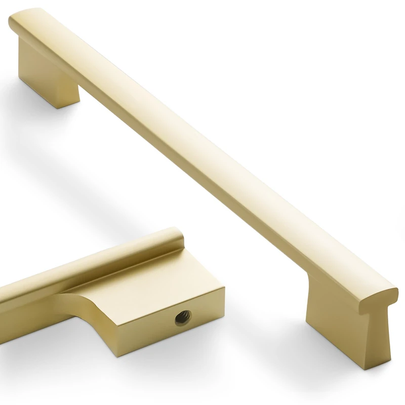 Amasideca 10 Pack Brushed Gold Cabinet Pulls 7-1/2 Inch Hole Centers Kitchen Cabinet Handles Gold Drawer Pulls Solid Cabinet Hardware