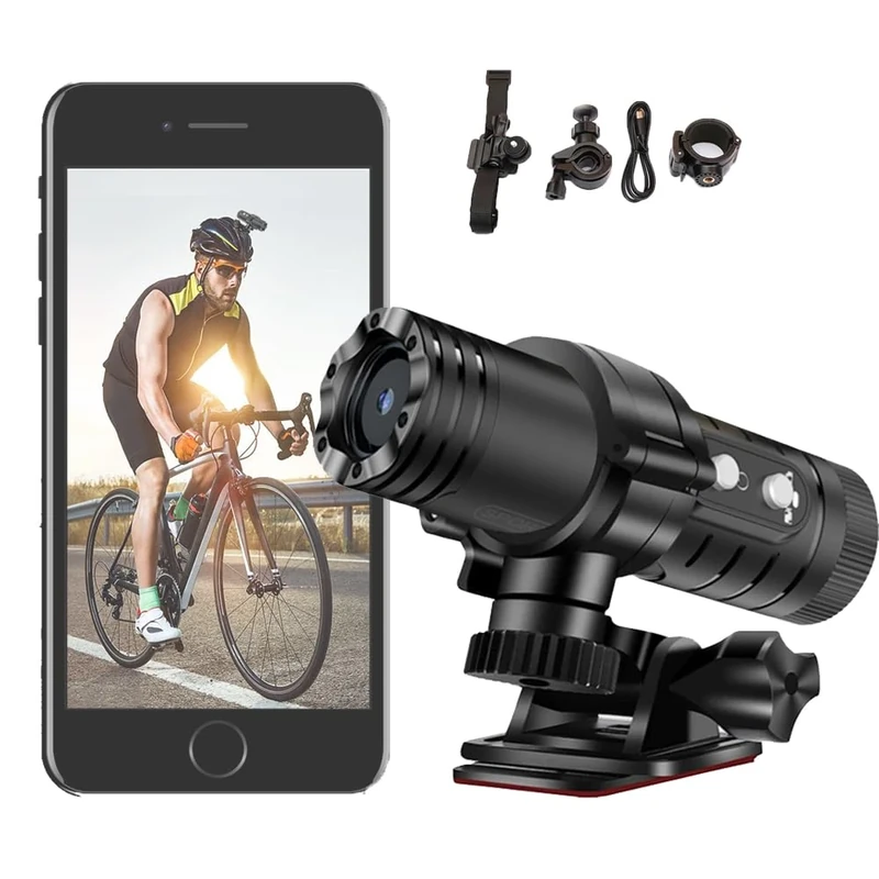 Winnes Cycle Motorbike Helmet Camera HD 1080p Sports Action Camera Outdoor Riding Helmet Recorder Anti-Shake Water-Resistant HD Fishing Camera Loop recording WIFI APP Real-time Connection
