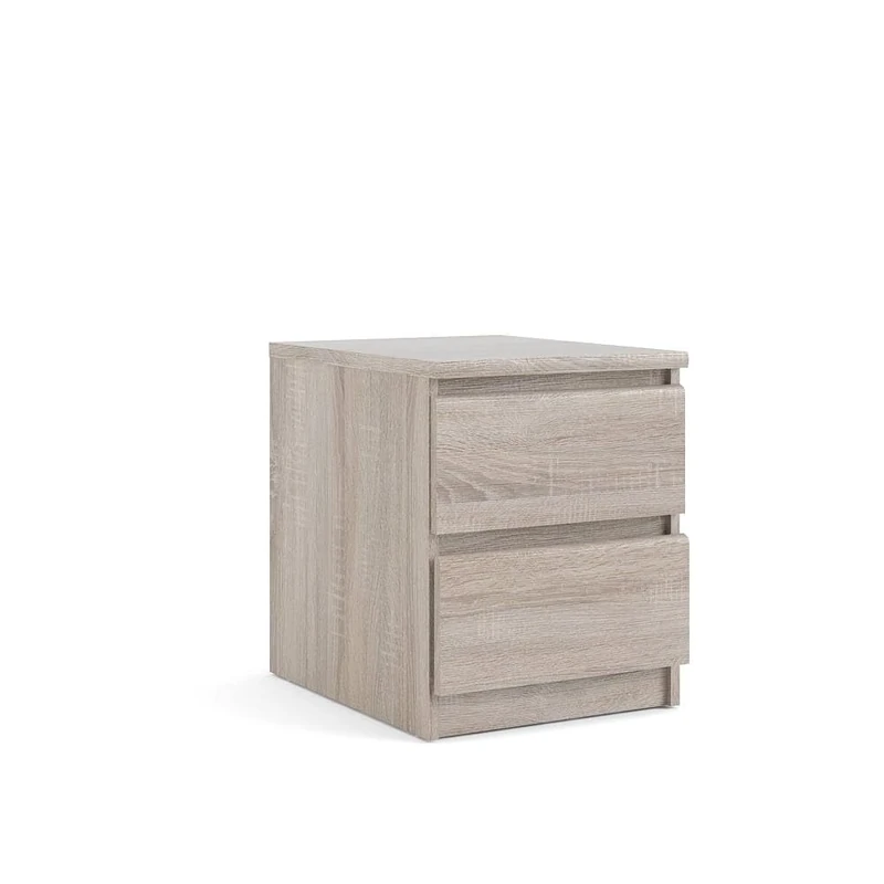 Dmora Bedside Table with Two Drawers, Brown, 40.2 x 49.5 x 50 cm