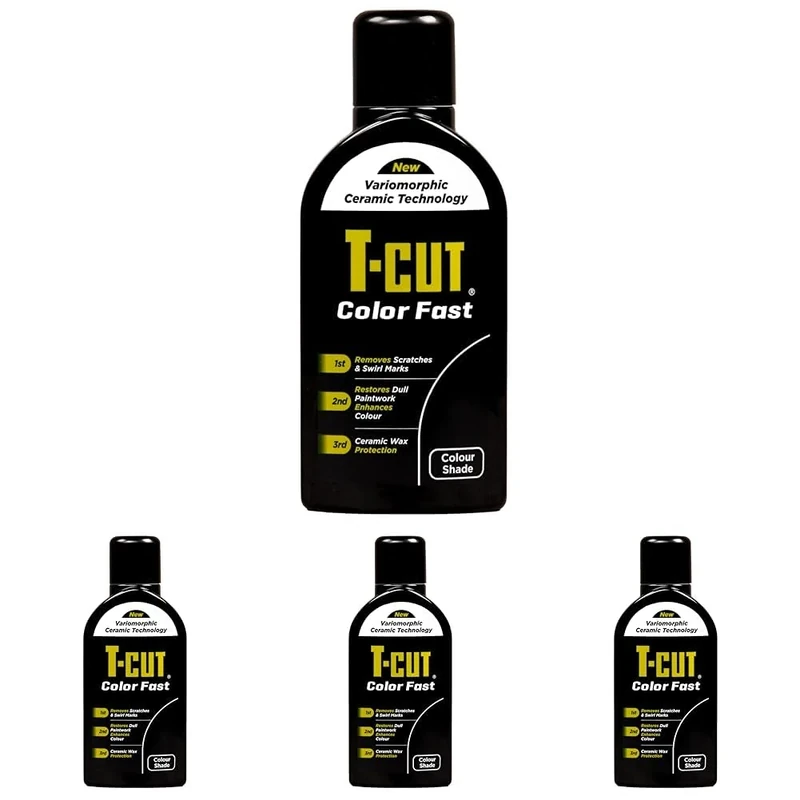 T-Cut 3 in 1 Color Fast Paintwork Restorer Car Polish, Black, 500 ml (Pack of 4)