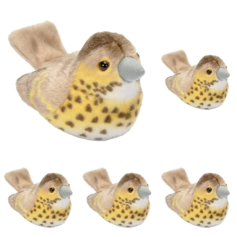 Wild Republic 19497 13-16 cm Song Thrush with Real Bird Calls Plush Toy (Pack of 5)
