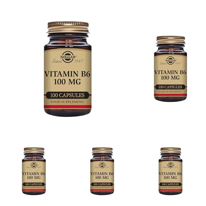 Solgar Vitamin B6 100 mg Vegetable Capsules - Pack of 500 - Supports Energy, Reduces Fatigue - Red Blood Cell Formation - Immunity - Vegan