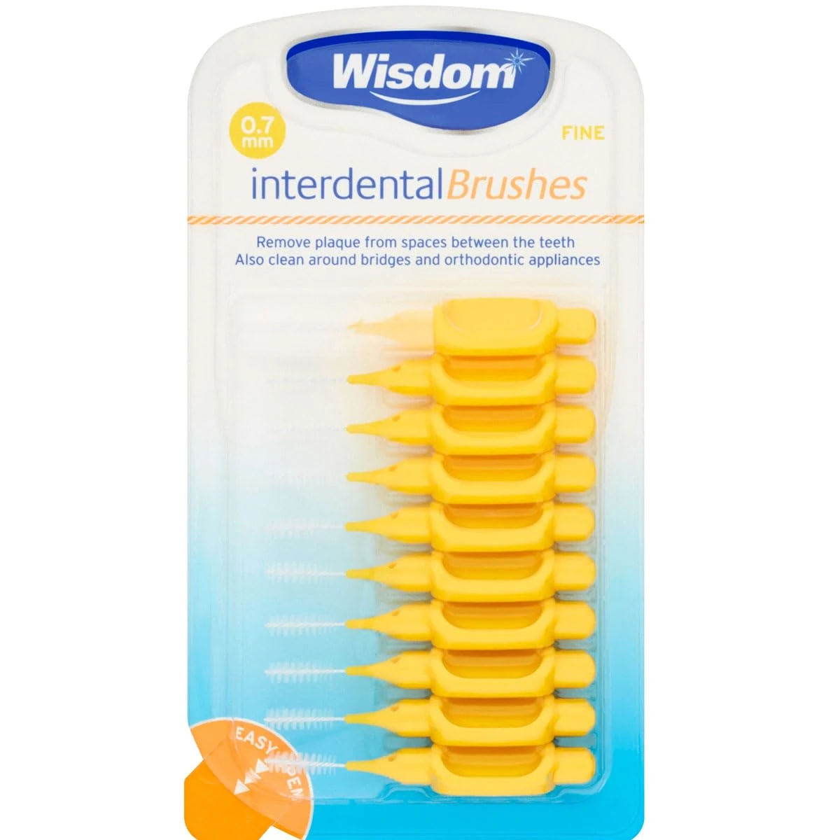 Wisdom 0.70mm Yellow Interdental Brush - Pack of 10 Brushes
