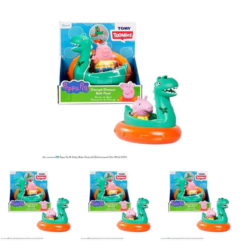 TOMY Toomies Peppa Pig George's Dinosaur Bath Float, Baby Bath Toys, Kids Bath Toys for Water Play, Fun Bath Accessories for Babies & Toddlers, Suitable for 18 Months, 2, 3 & 4 Year Olds (Pack of 4)