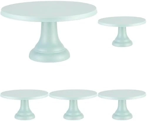 The Great British Bake Off Cake Stand for Cupcakes, Sandwich Cakes & More, Perfect for Afternoon Tea, Sustainable Coated Bamboo Construction, Signature Duck Egg Blue, GBBO Branding (Pack of 5)