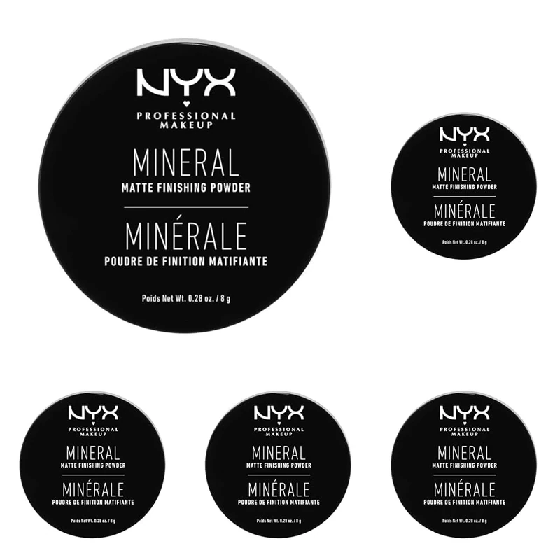 NYX Professional Makeup Mineral Finishing Powder, Loose Format, Matte Finish, Oil Absorbing, Vegan Formula, Shade: Light/Medium (Pack of 5)