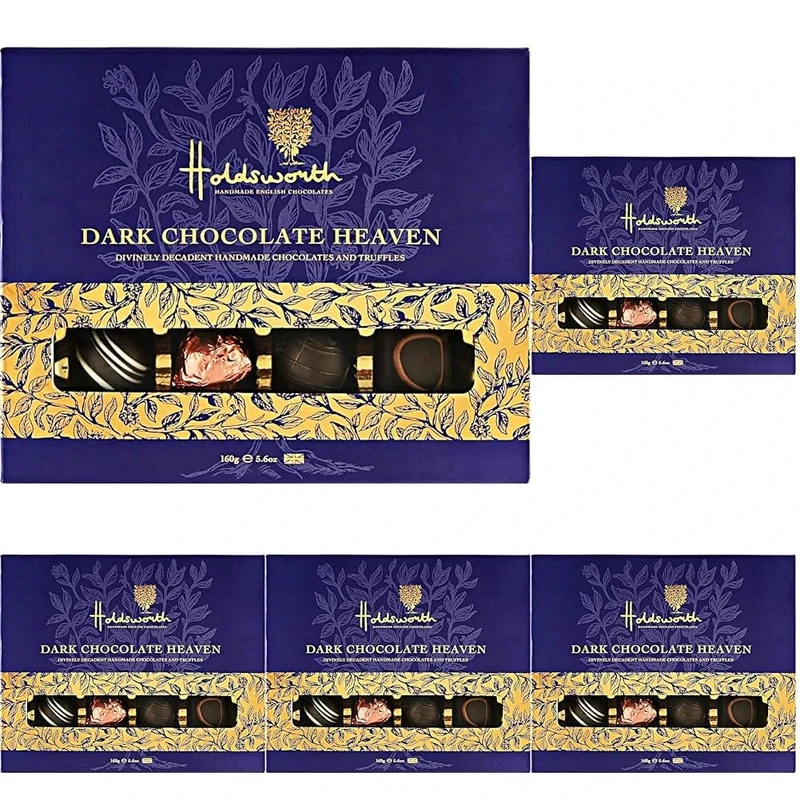 Holdsworth Chocolates Luxury Classic - Handmade Truffles Heaven Dark Chocolate Assortment - 160g (Pack of 5)