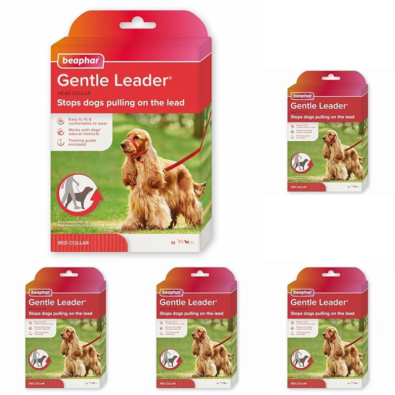 Beaphar Gentle Leader Head Collar for Medium Dogs - Red (5 Pack)