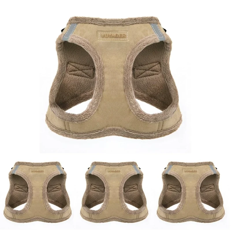 Voyager Step-In Plush Dog Harness – Soft Plush, Step In Vest Harness for Small and Medium Dogs by Best Pet Supplies - Harness (Latte Suede), S (Chest: 14.5-17") (Pack of 4)