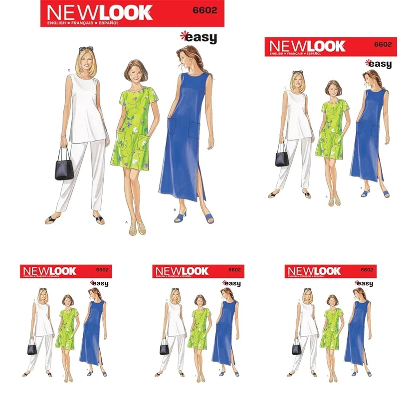 New Look Sewing Pattern 6602: Misses Dresses, Size A, Cotton, A (S-M-L-XL-XXL) (Pack of 5) - Image 1