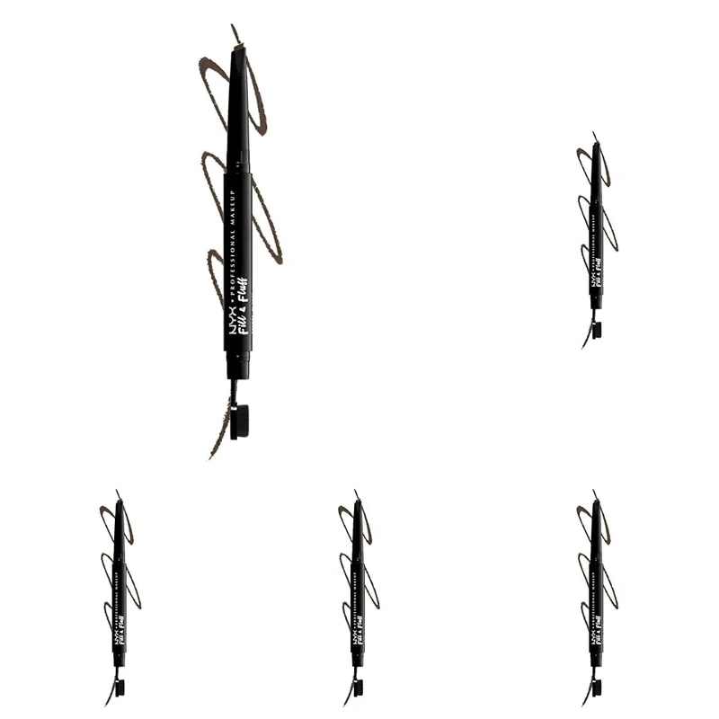 NYX Professional Makeup, Fill & Fluff Eyebrow Pomade Pencil, Creamy Pomade Formula, Precise Tip, Paddle Brush for Blending, Ash Brown (Pack of 5)